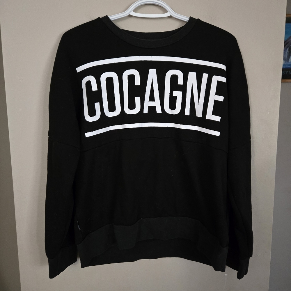 Crooks & Castles Black Crewneck Sweater Champaine Women Medium Top